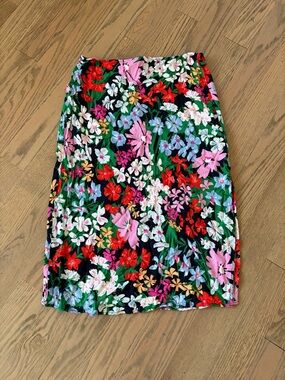 Old Navy Floral Midi A-line Skirt with Elastic Waistband and Slit